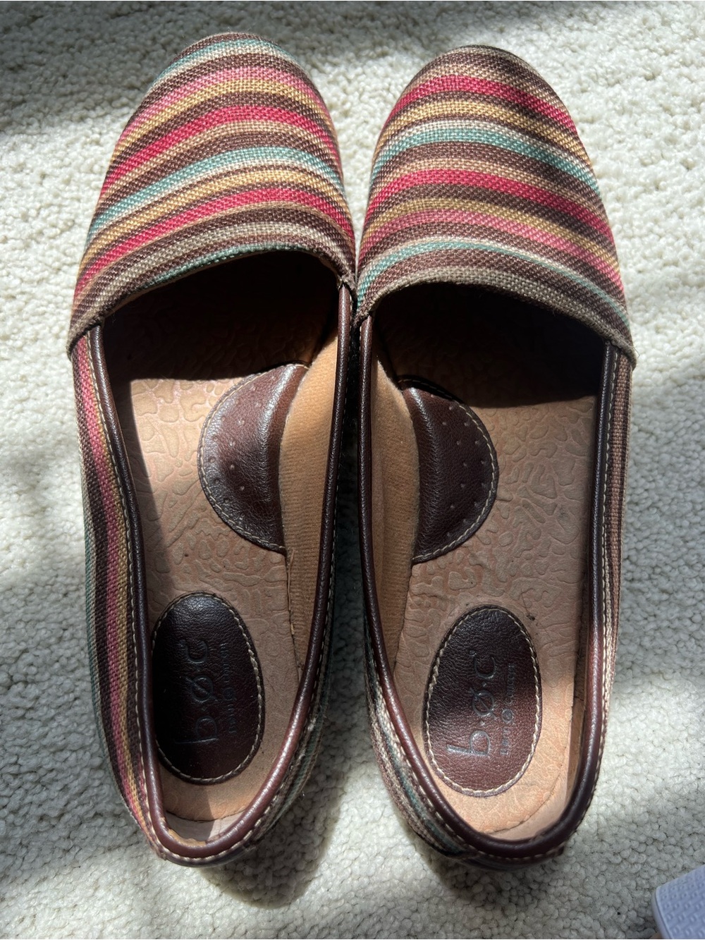 boc Multicolor Striped Slip-On Flats with Brown Trim